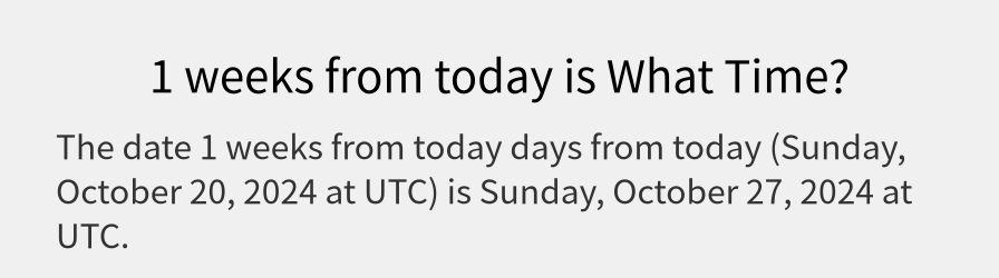 What date is 1 weeks from today?