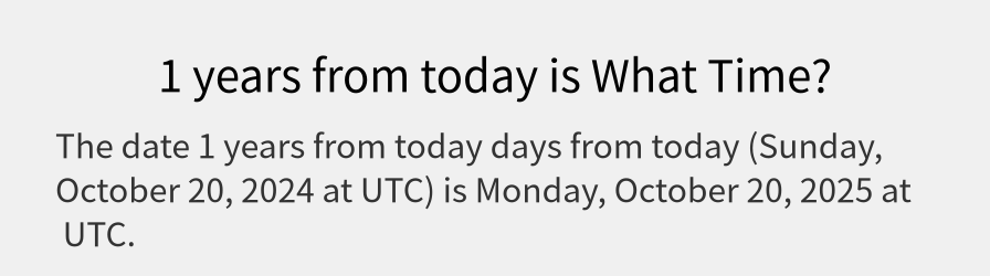 What date is 1 years from today?