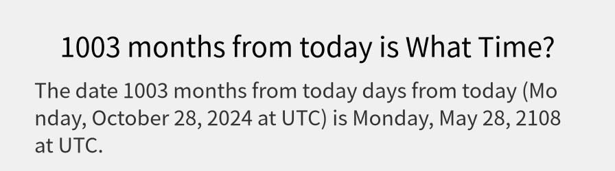 What date is 1003 months from today?