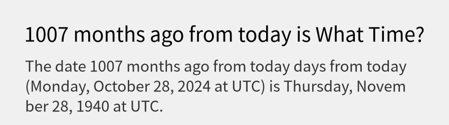 What date is 1007 months ago from today?