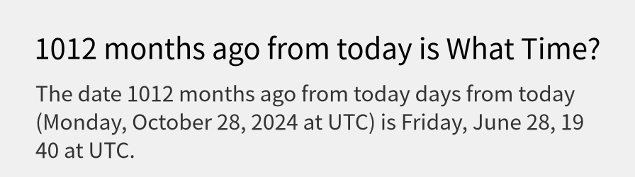 What date is 1012 months ago from today?