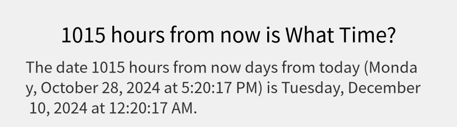 What date is 1015 hours from now?