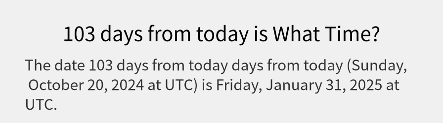 What date is 103 days from today?