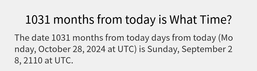 What date is 1031 months from today?