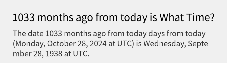 What date is 1033 months ago from today?