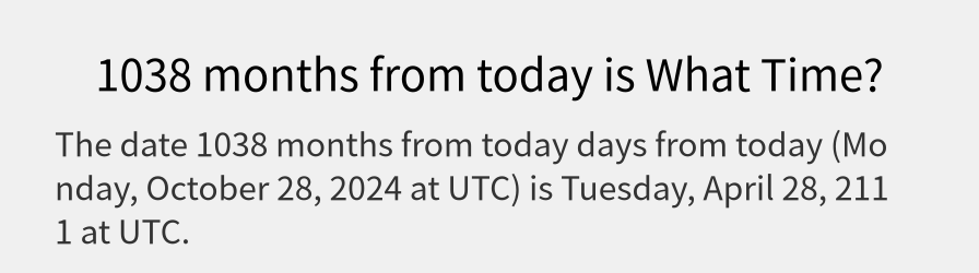 What date is 1038 months from today?