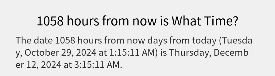 What date is 1058 hours from now?