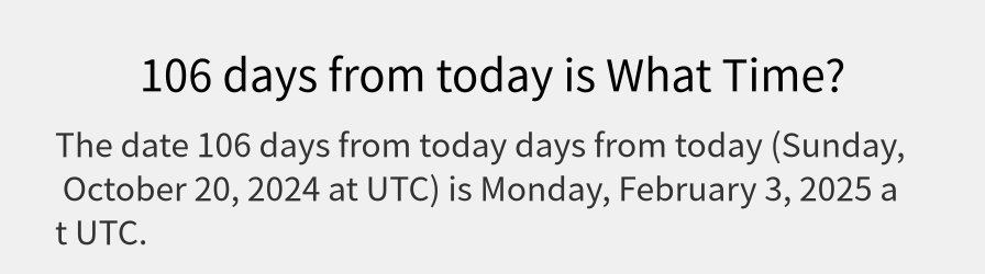 What date is 106 days from today?