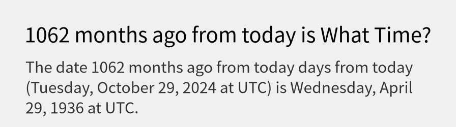 What date is 1062 months ago from today?