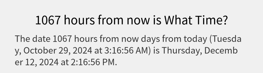 What date is 1067 hours from now?