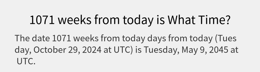 What date is 1071 weeks from today?