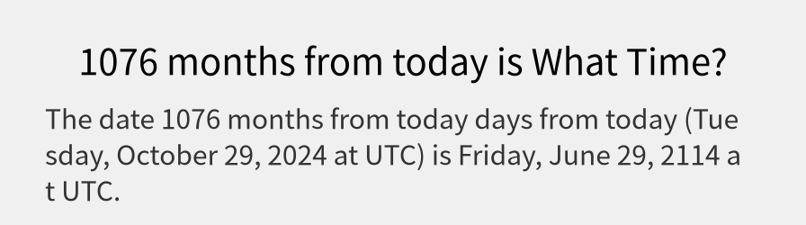 What date is 1076 months from today?