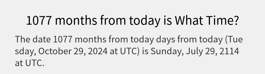 What date is 1077 months from today?