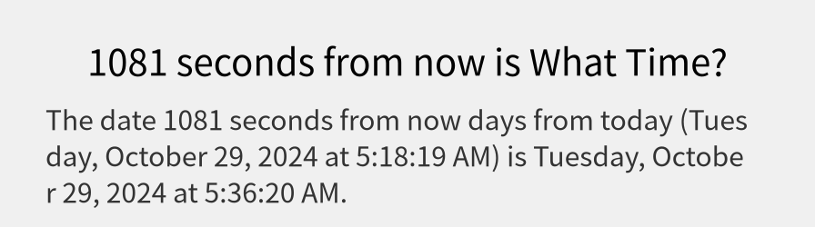 What date is 1081 seconds from now?