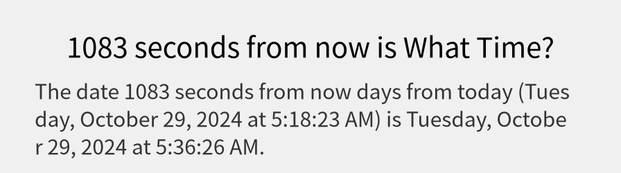 What date is 1083 seconds from now?