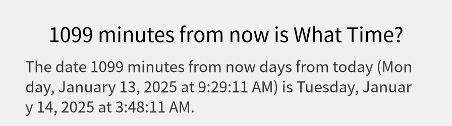What date is 1099 minutes from now?