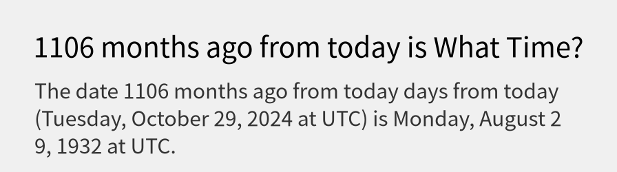 What date is 1106 months ago from today?