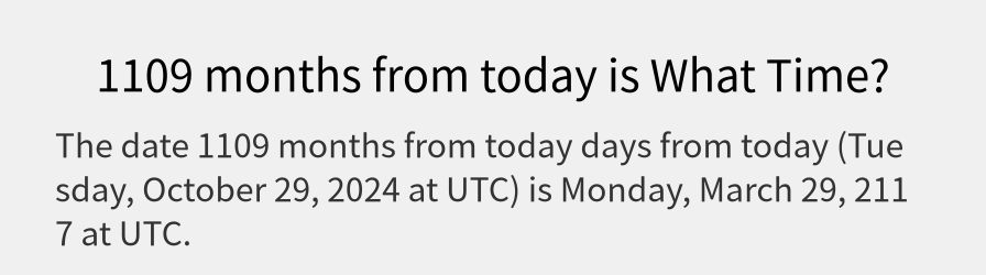 What date is 1109 months from today?