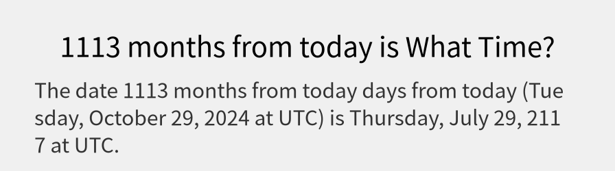 What date is 1113 months from today?