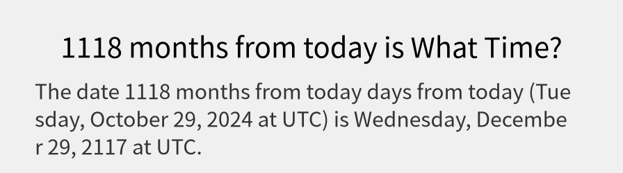 What date is 1118 months from today?