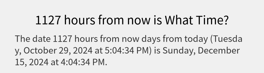 What date is 1127 hours from now?