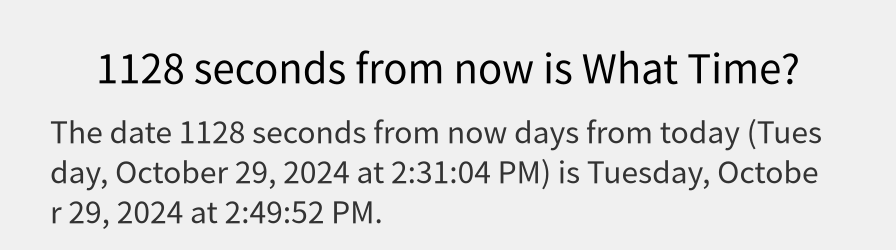 What date is 1128 seconds from now?