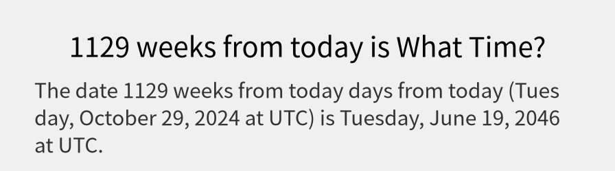 What date is 1129 weeks from today?