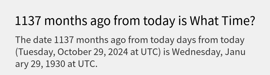 What date is 1137 months ago from today?