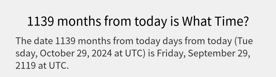 What date is 1139 months from today?