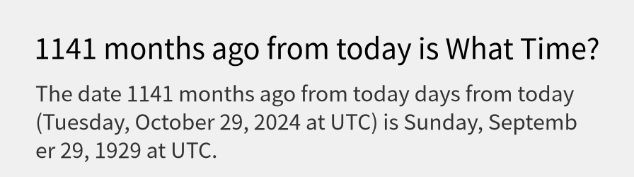 What date is 1141 months ago from today?