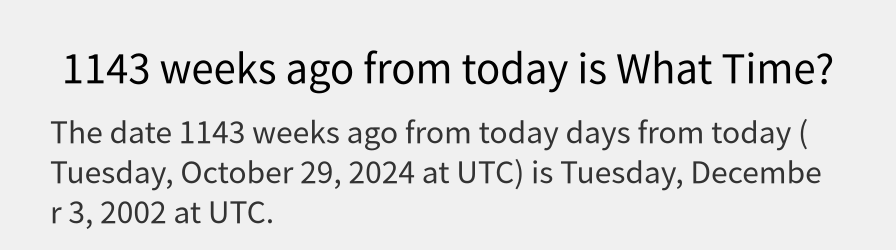 What date is 1143 weeks ago from today?