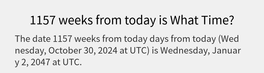 What date is 1157 weeks from today?