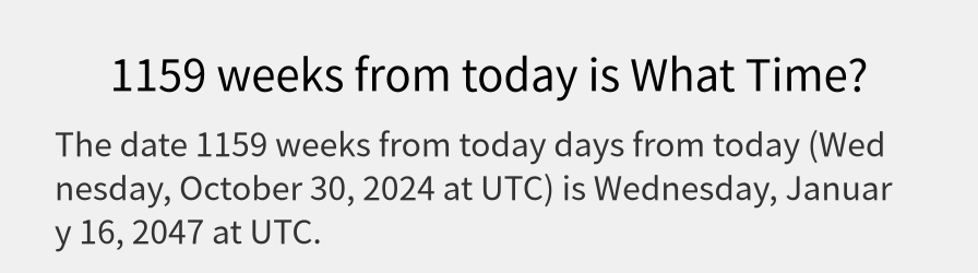 What date is 1159 weeks from today?