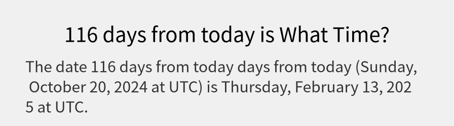 What date is 116 days from today?