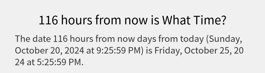 What date is 116 hours from now?