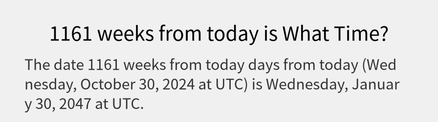 What date is 1161 weeks from today?