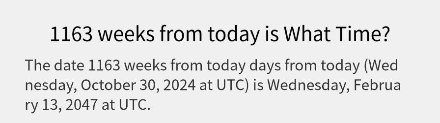 What date is 1163 weeks from today?