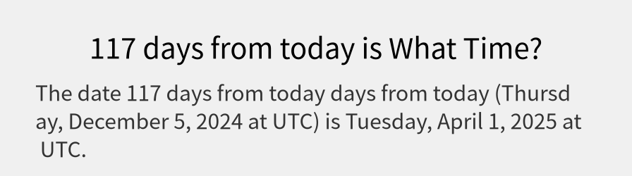 What date is 117 days from today?