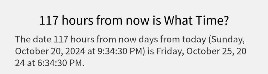 What date is 117 hours from now?