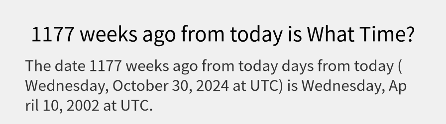 What date is 1177 weeks ago from today?