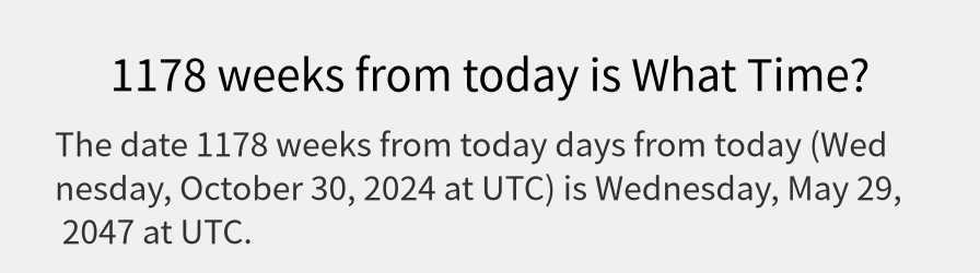 What date is 1178 weeks from today?