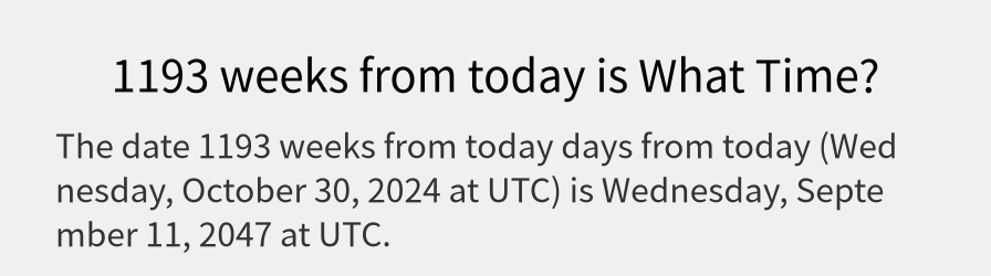 What date is 1193 weeks from today?