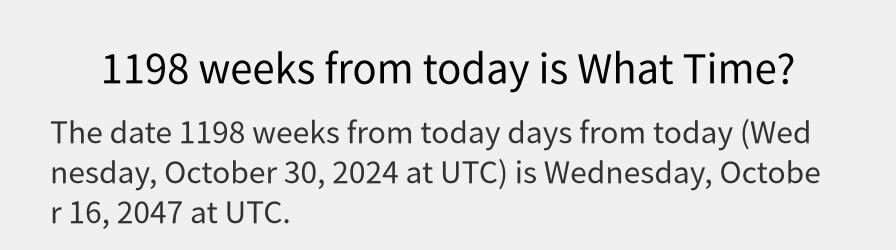 What date is 1198 weeks from today?