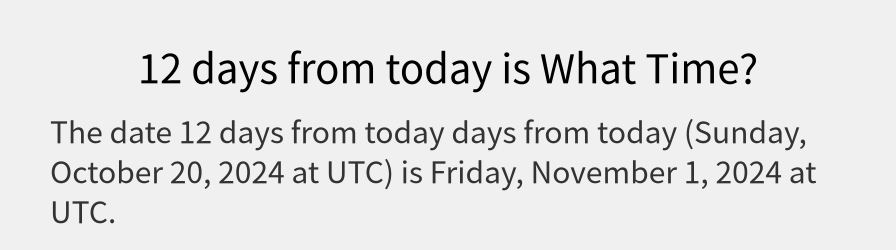 What date is 12 days from today?