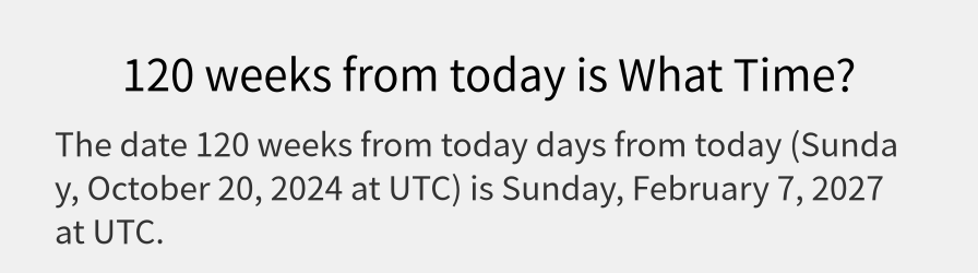 What date is 120 weeks from today?