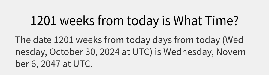 What date is 1201 weeks from today?