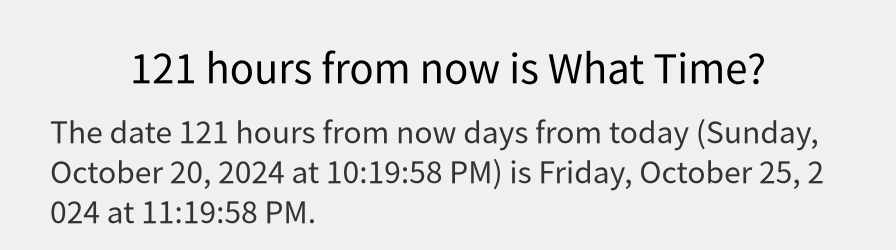 What date is 121 hours from now?