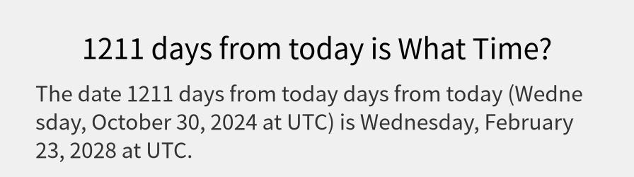 What date is 1211 days from today?