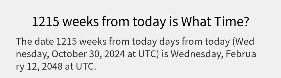 What date is 1215 weeks from today?