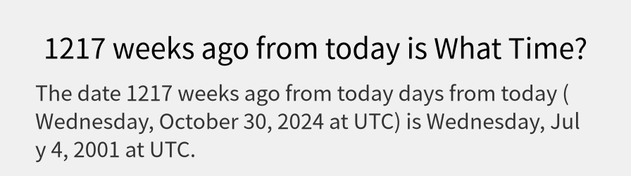 What date is 1217 weeks ago from today?